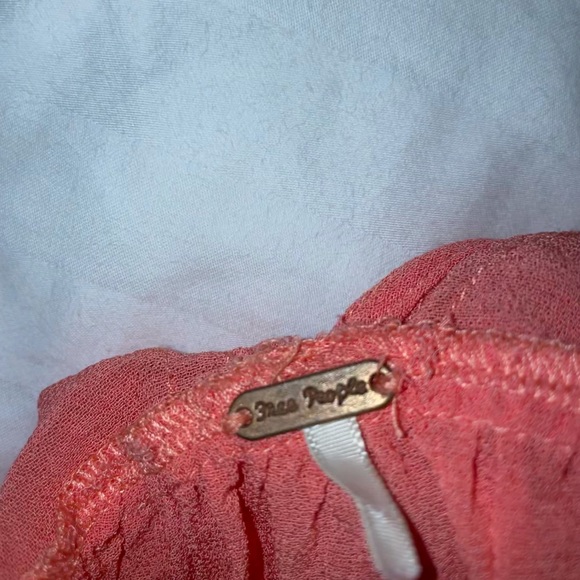 coral, free people flouncy top with beading - Picture 4 of 4